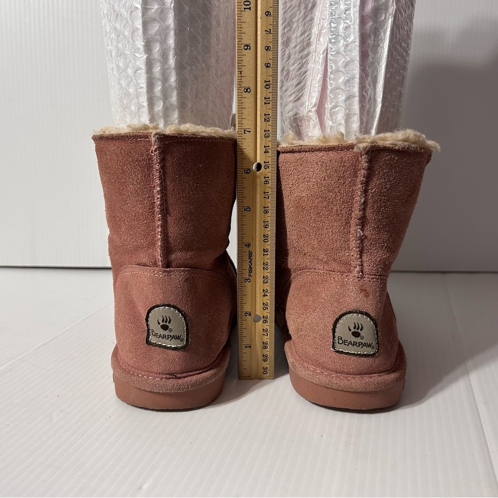 BearPaw pink suede sheepskin/wool lined winter booties women size 7 - Picture 5 of 10